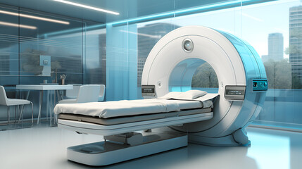 Magnetic resonance in modern hospital, hospital interior - obrazy, fototapety, plakaty