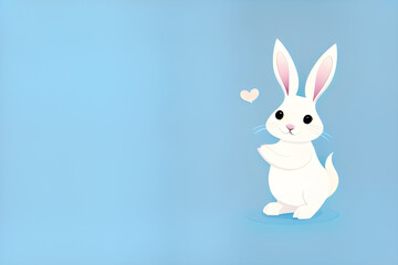 white rabbit on blue (Generative AI)