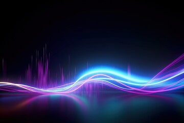 Fototapeta na wymiar abstract futuristic background with pink blue glowing neon moving high speed wave lines and bokeh lights. Data transfer concept Fantastic wallpaper