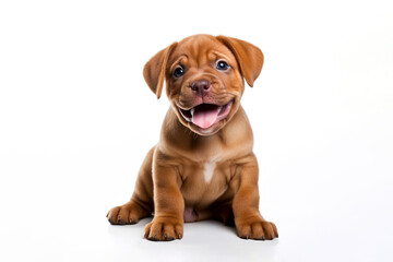 Obraz premium a Bordeaux puppy dog in front of a white background. 