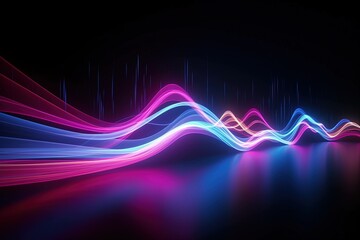 Fototapeta premium abstract futuristic background with pink blue glowing neon moving high speed wave lines and bokeh lights. Data transfer concept Fantastic wallpaper