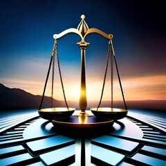 scales of justice on the background Created using generative AI tools