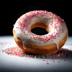 donut with sprinkles on white Created using generative AI tools