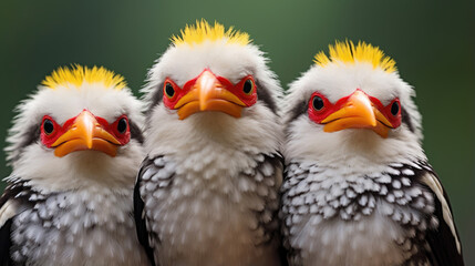 Yellow-billed oxpecker birds close up