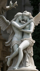 Photo realistic painting of statue of Love in Angel style