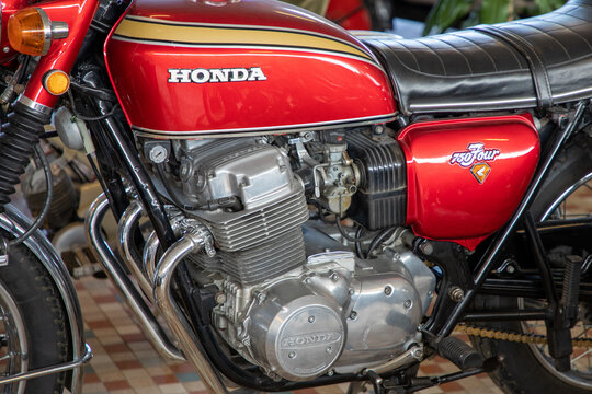 Honda CB 750 four logo brand and text sign on motorcycle vintage retro side japan motorbike