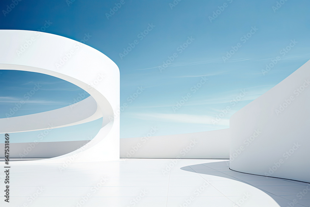 Aufkleber abstract architecture modern design. white contemporary and minimalist architecture building with em