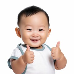 Newborn baby with cute and exaggerated facial expression and gesture