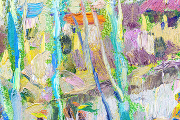 Colorful abstract oil painting art background. Texture of canvas and oil.