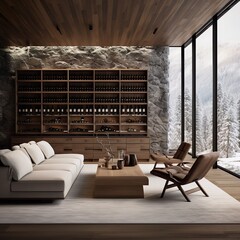 a wine cellar to a modern japandi mansion up in the snow