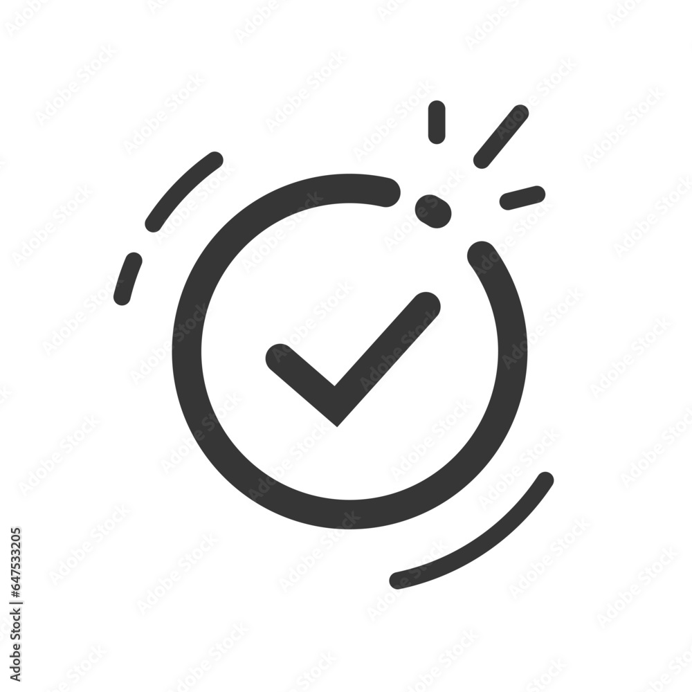 Poster check mark icon checkbox circle vector simple pictogram graphic, checkmark list black line outline a