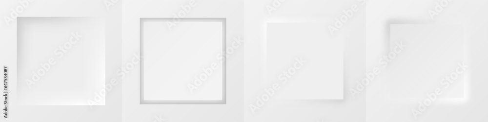 Aufkleber 3d realistic frame set for your product. white and grey minimal geometric background with light and 