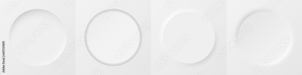 Poster 3d realistic frame set for your product. white and grey minimal geometric background with light and 