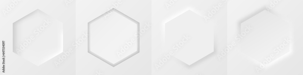 Poster 3d realistic frame set for your product. white and grey minimal geometric background with light and 