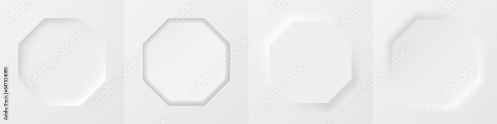 Poster 3d realistic frame set for your product. white and grey minimal geometric background with light and 