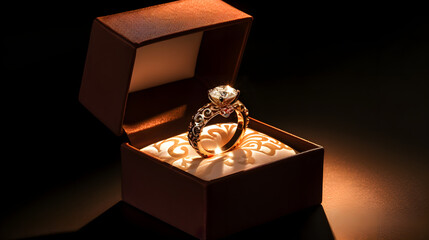 Diamond ring in a beautiful wedding box