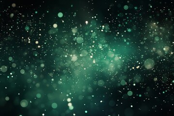 Green Christmas particles and sprinkles for a holiday event. Background with sparkles and glitters