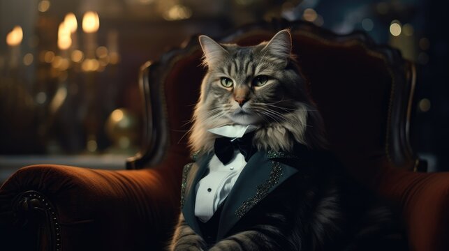 Dapper kitty suave attire Halloween, Background Image,Desktop Wallpaper Backgrounds, HD