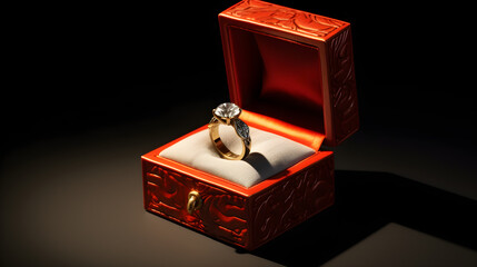 Diamond ring in a beautiful wedding box