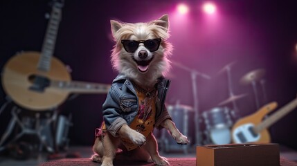Doggy rockstars costume concert Halloween, Background Image, HD