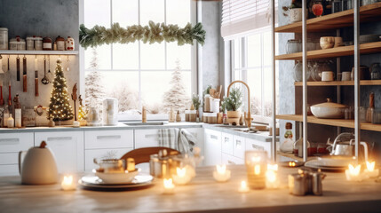 Christmas kitchen.Christmas decorations.Merry Christmas!