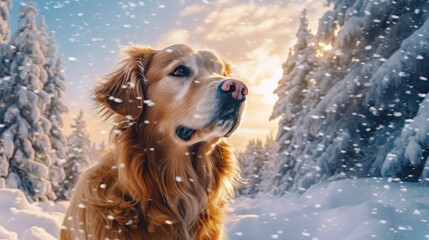 Dogs Winter Wonderland Snowy Adventure Holiday, Background Image, HD