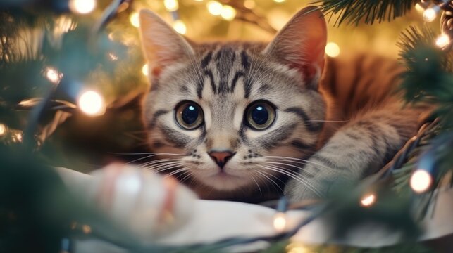 Holiday hide and seek cute cats Christmas, Background Image, HD