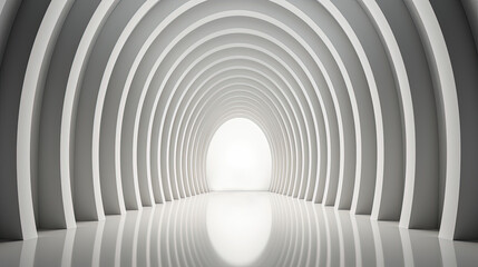 Architectural Beauty, Long Round Arcs, Stylish Geometric Abstract Indoor Structure, Generative AI