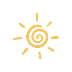 Cute doodle sun set. Set of illustrations in hand drawn style.