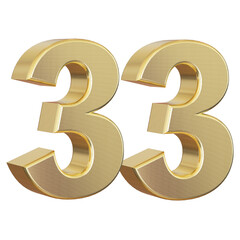 Gold number 33 - 3d number