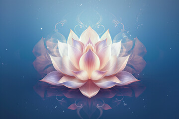 Magic Lotus Flower With Fairy Light - Miracle and Mystery Concept. Generative AI.