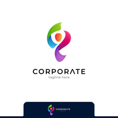 People colorful gradient logo vector