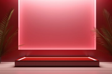 Obraz premium Empty Room Space for Product Showcase and Presentation, Cosmetic Display Stand Scene, Minimal Cosmetic Theme for Product Display.