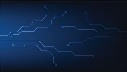 Hi tech digital circuit board. AI pad and electrical lines connected on blue lighting background. futuristic technology design element concept
