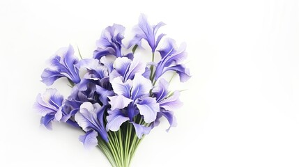 Bouquet of iris flowers isolated on a white