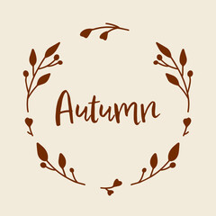 Naklejka premium Autumn handwritten lettering in autumn leaves wreath