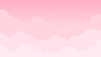 ピンク色の雲・空　背景素材（横向き16:9）