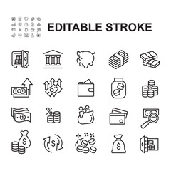 Fototapeta premium Simple Set of Money Related Vector Line Icons. 