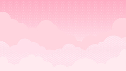 ピンク色の雲・空　背景素材（横向き16:9）