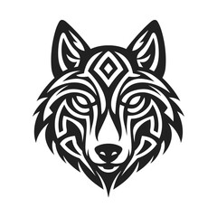 Tribal tattoo of the wolf head in Celtic and Nordic ornament flat style design vector illustration isolated on white background. Scandinavian Viking symbol of the wolf, tribal northern culture tattoo.
