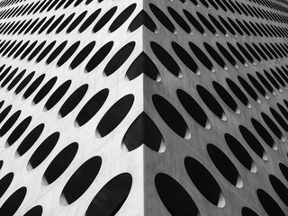 Cement wall Circle dot Geometric pattern perspective corner Architecture details 