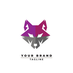 Obraz premium Simple Purple Gray Wolf Logo