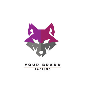 Simple Purple Gray Wolf Logo