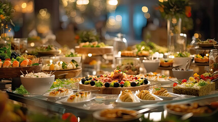 Buffet Party, catering wedding buffet food table. Generative Ai