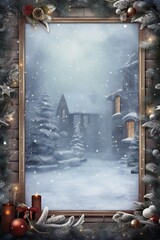 Christmas empty winter poster frame Generative AI