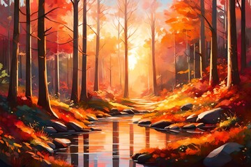 
 Sunset Serenity A Colorful Forest's Balance and Harmony earthy color palettes