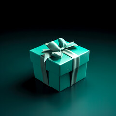 Gift box with ribbon bow closeup isolated, generative AI.