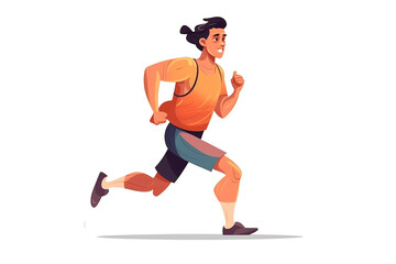 Fototapeta na wymiar a man running workout white background cartoon