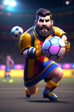 football player with clash royale style characters