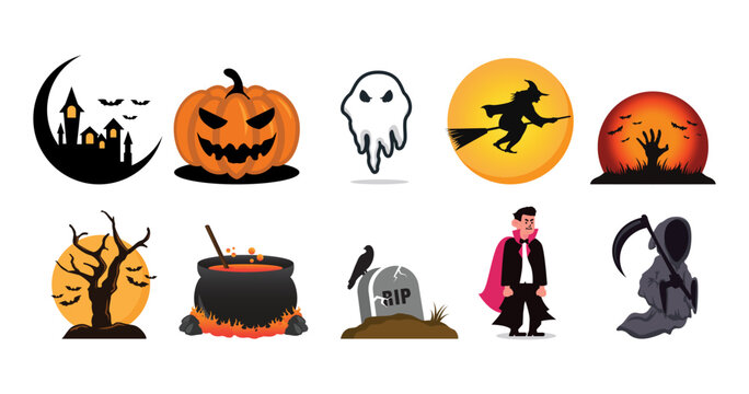 Set halloween element vector illustration